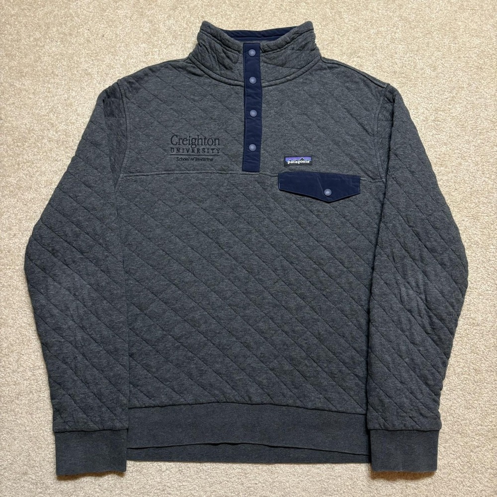 Patagonia Quilt Snap-T Pullover Sweatshirt Mens Medium Gray Creighton U Medicine